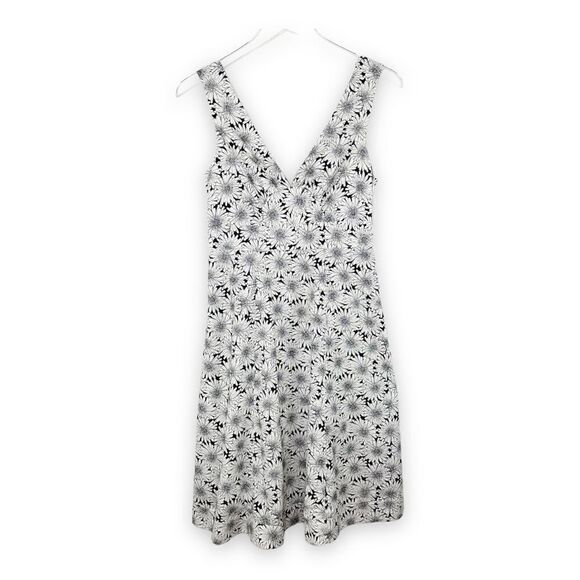 Garnet‎ Hill White/Black Daisy Print Cotton Sleeveless Sun Dress Sz 4 - Picture 1 of 15